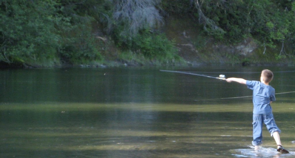 Child fishing in the Bogachiel River